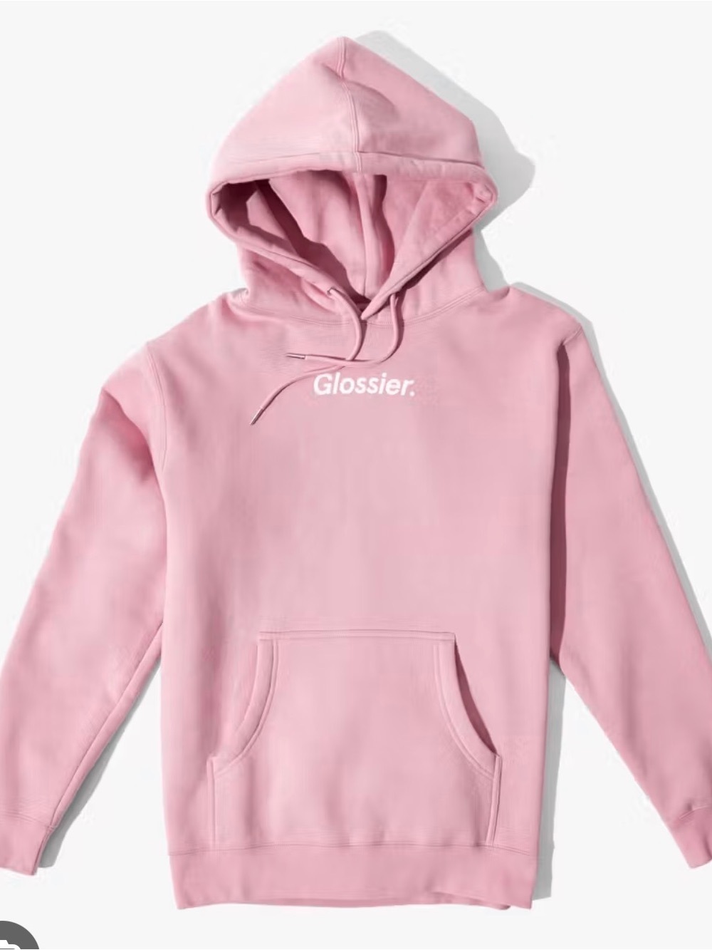 Glossier Light Pink Unisex Hooded Sweatshirt with Back Logo